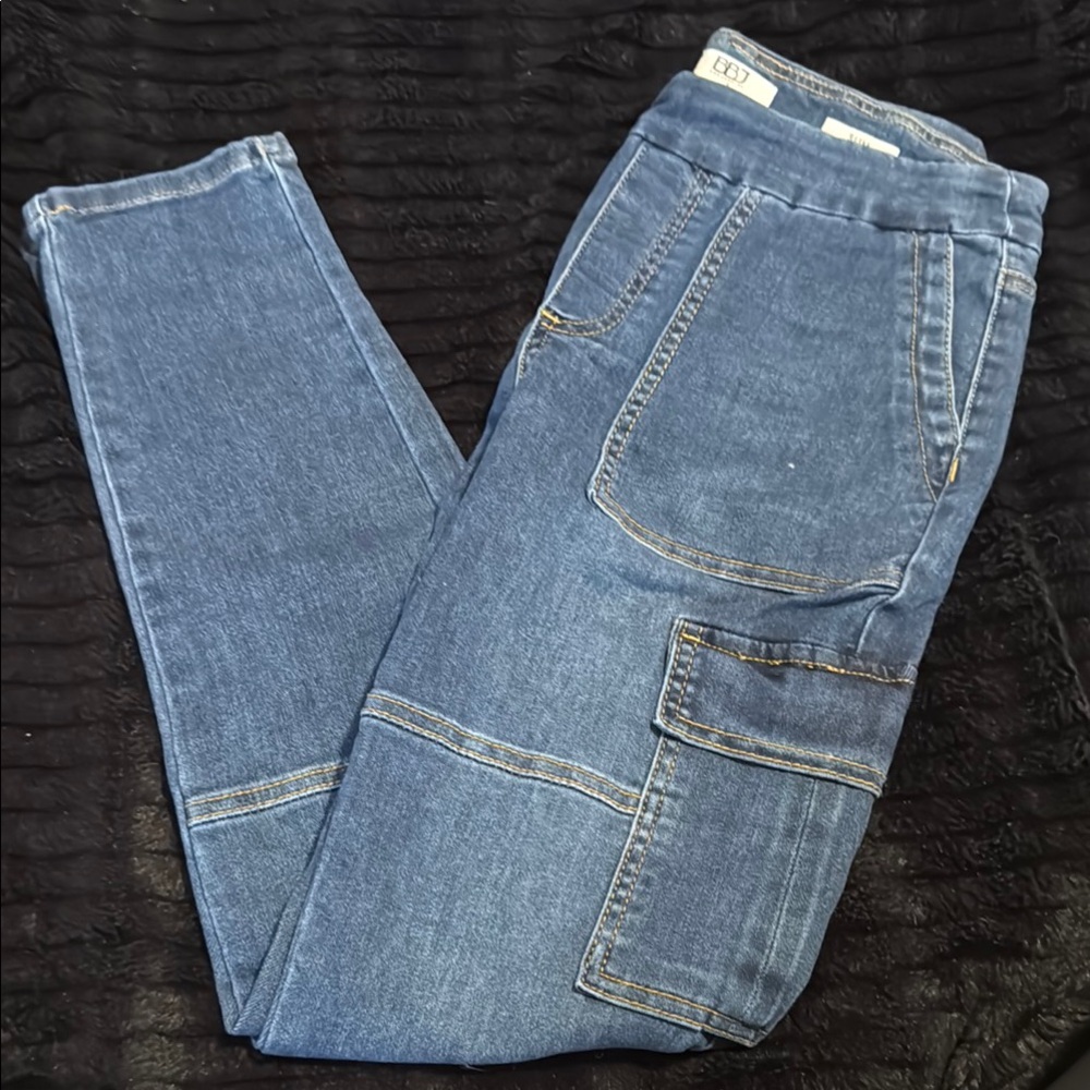 Y2K Women's Blue Denim Cargo Style Jeggings